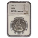 1862 Liberty Seated Dollar AU-55 NGC