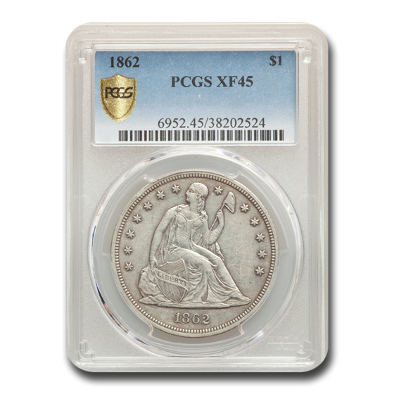 1862 Liberty Seated Dollar XF-45 PCGS 1862 Liberty Seated Dollar XF-45 PCGS