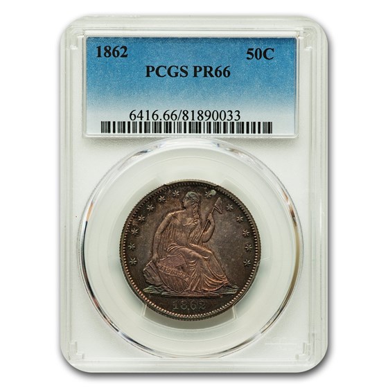 1862 Liberty Seated Half Dollar PR-66 PCGS 1862 Liberty Seated Half Dollar PR-66 PCGS