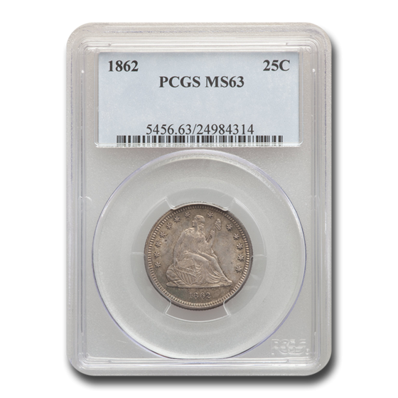 1862 Liberty Seated Quarter MS-63 PCGS 1862 Liberty Seated Quarter MS-63 PCGS
