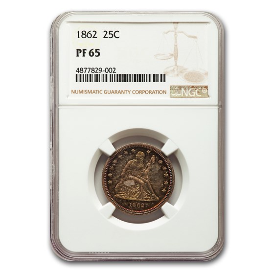 1862 Liberty Seated Quarter PF-65 NGC 1862 Liberty Seated Quarter PF-65 NGC