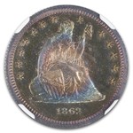 1862 Liberty Seated Quarter PF-68* Cameo NGC (Toned)