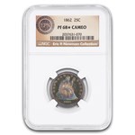 1862 Liberty Seated Quarter PF-68* Cameo NGC (Toned)