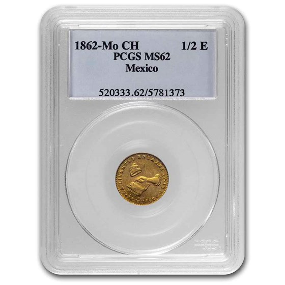 1862 Mo CH Mexico Gold 1/2 Escudo MS-62 PCGS 1862 Mo CH Mexico Gold 1/2 Escudo MS-62 PCGS