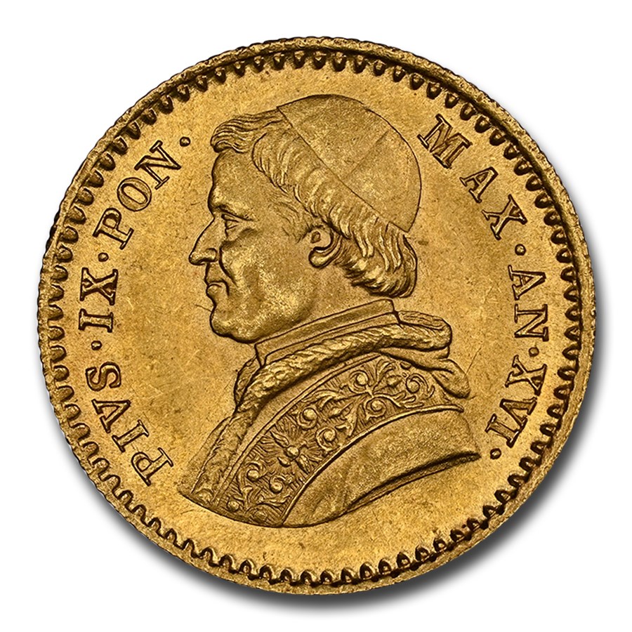 1862-R Italy Papal States Gold 2 1/2 Scudi Pius IX MS-66 NGC