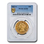 1862-S $10 Liberty Gold Eagle AU-53 PCGS