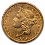 1862-S $20 Liberty Gold Double Eagle AU-50 PCGS