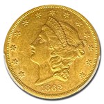 1862-S $20 Liberty Gold Double Eagle AU-55 PCGS