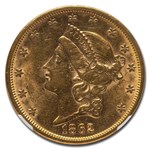 1862-S $20 Liberty Gold Double Eagle AU-58 NGC