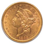 1862-S $20 Liberty Gold Double Eagle AU-58 PCGS