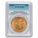 1862-S $20 Liberty Gold Double Eagle AU-58 PCGS