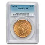 1862-S $20 Liberty Gold Double Eagle AU-58 PCGS