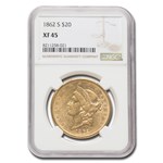 1862-S $20 Liberty Gold Double Eagle XF-45 NGC