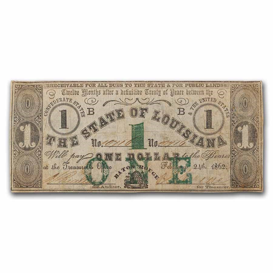 1862 The State of Louisiana $1.00 VF