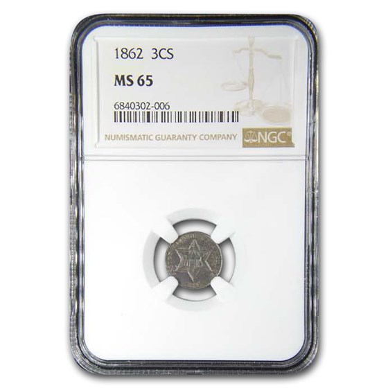 1862 Three Cent Silver MS-65 NGC 1862 Three Cent Silver MS-65 NGC