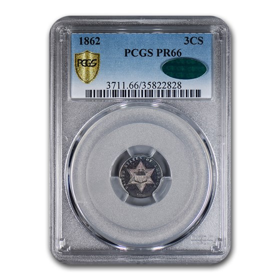 1862 Three Cent Silver PR-66 PCGS CAC 1862 Three Cent Silver PR-66 PCGS CAC