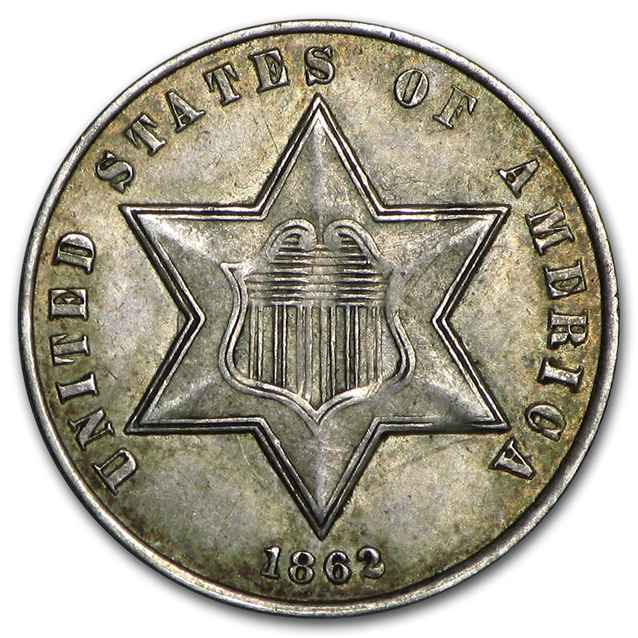 1862 Three Cent Silver XF