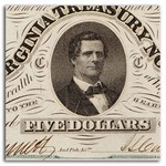 1862 Virginia Treasury Note $5.00 CR #13 CU