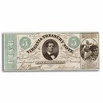 1862 Virginia Treasury Note $5.00 CR #13 CU