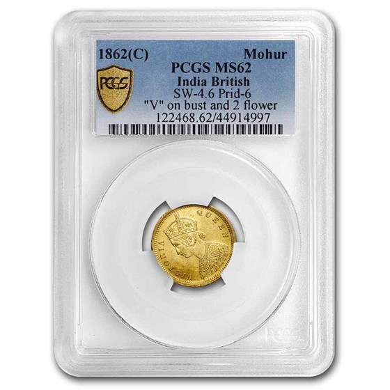 1862(c) India-British Gold Mohur Victoria MS-62 PCGS 1862(c) India-British Gold Mohur Victoria MS-62 PCGS