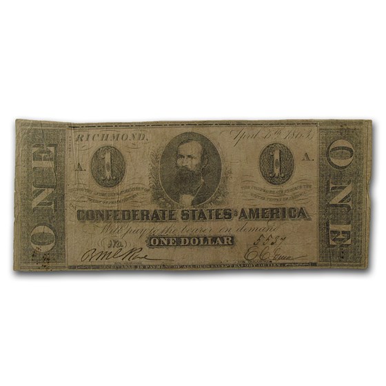 1863 $1.00 (T-62) Clement C. Clay Fine 1863 $1.00 (T-62) Clement C. Clay Fine