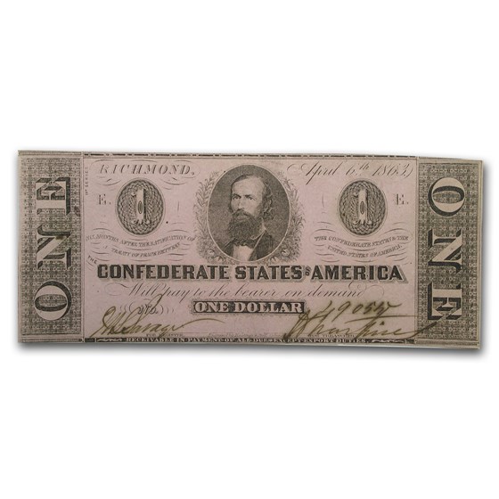 1863 $1.00 (T-62) Clement C. Clay XF 1863 $1.00 (T-62) Clement C. Clay XF