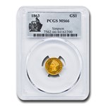 1863 $1 Indian Head Gold MS-66 PCGS