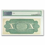 1863 $10.00 Legal Tender Abraham Lincoln AU-53 PMG (Fr#95b) NET