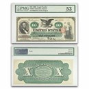 1863 $10.00 Legal Tender Abraham Lincoln AU-53 PMG (Fr#95b) NET