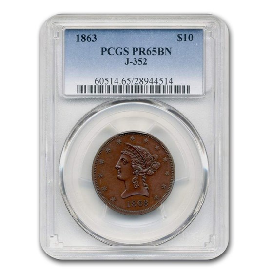 1863 $10 Gold Pattern Judd-352 PR-65 PCGS (Brown) 1863 $10 Gold Pattern Judd-352 PR-65 PCGS (Brown)