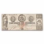 1863 $10 State of Georgia Milledgeville, Georgia CU