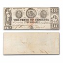 1863 $10 State of Georgia Milledgeville, Georgia CU