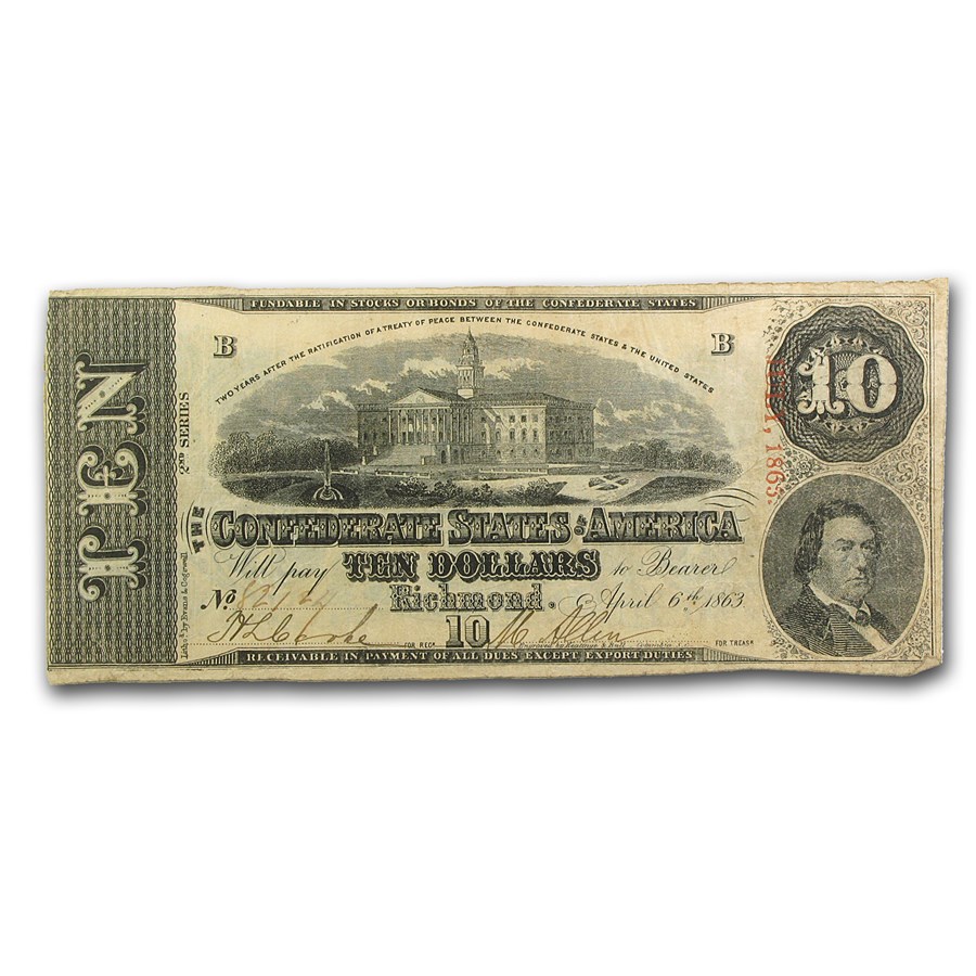 1863 $10 (T-59) Capitol @ Columbia, SC VF