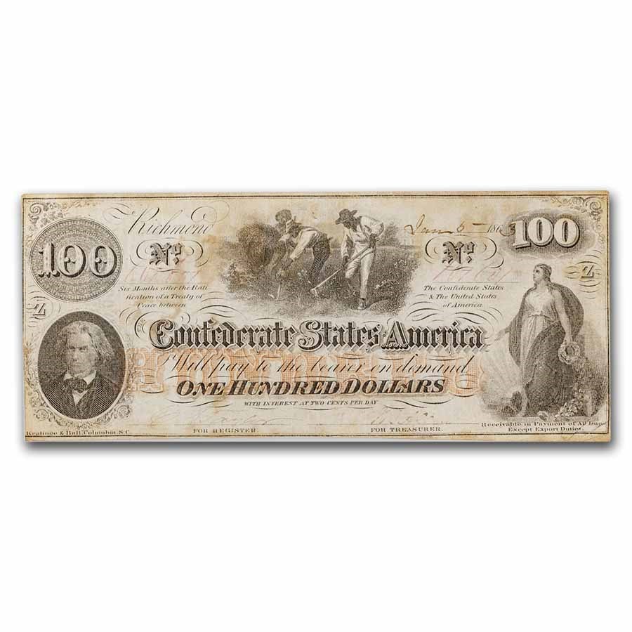 1863 $100 (T-42) Men Hoeing Cotton VF