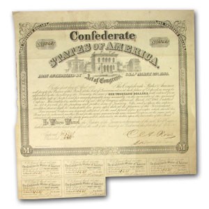 1863 $1000 CSA Bond 6%/5 yr Old Customs House (CR-130A) XF 1863 $1000 CSA Bond 6%/5 yr Old Customs House (CR-130A) XF