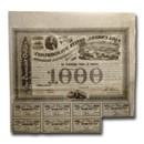 1863 $1000 CSA Bond 8%/5 yr Jefferson Davis Richmond (CR-125A) XF