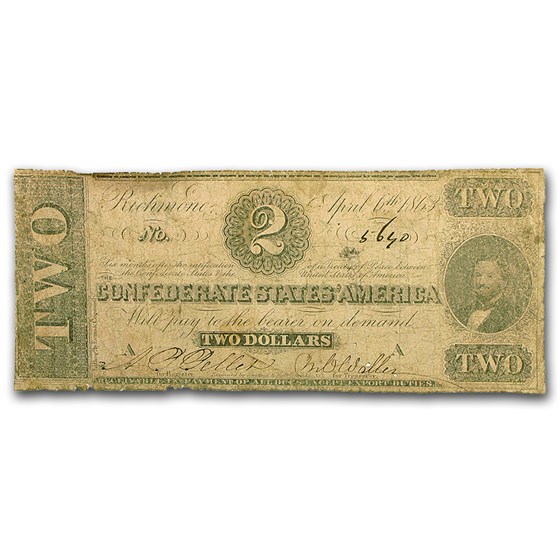 1863 $2.00 (T-61) Judah Benjamin Good 1863 $2.00 (T-61) Judah Benjamin Good