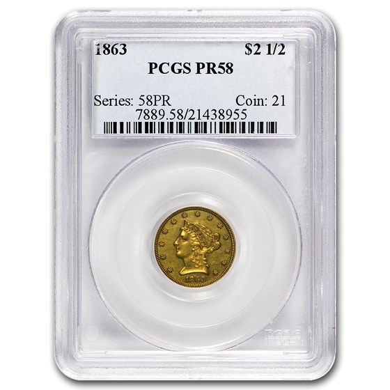 1863 $2.50 Liberty Gold Quarter Eagle PR-58 PCGS 1863 $2.50 Liberty Gold Quarter Eagle PR-58 PCGS