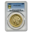 1863 $20 Liberty Gold Double Eagle AU-53 PCGS