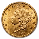 1863 $20 Liberty Gold Double Eagle AU-58 PCGS