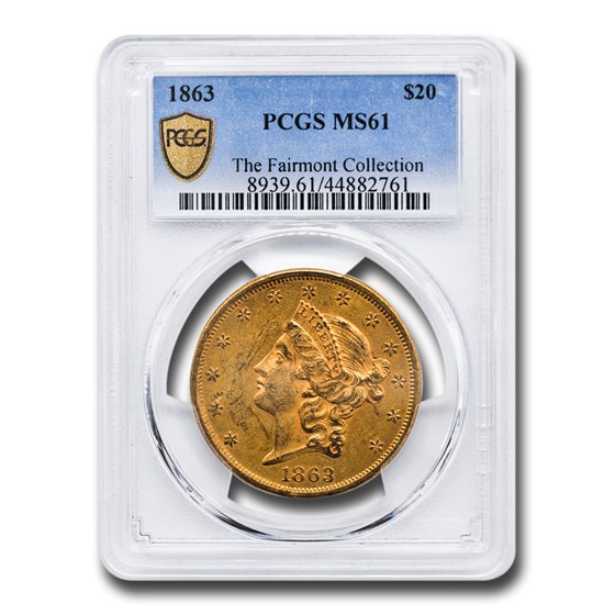 1863 $20 Liberty Gold Double Eagle MS-61 PCGS 1863 $20 Liberty Gold Double Eagle MS-61 PCGS