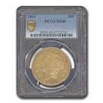 1863 $20 Liberty Gold Double Eagle XF-40 PCGS