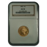 1863 $3 Gold Princess AU-58 NGC