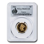 1863 $3 Gold Princess PR-65 Cameo PCGS