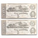 1863 $5.00 (T-60) Capitol @ Richmond, VA AU (Cancelled) 2 Cons.