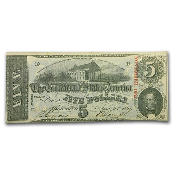 1863 $5.00 (T-60) Capitol @ Richmond, VA CU (Canceled) 1863 $5.00 (T-60) Capitol @ Richmond, VA CU (Canceled)