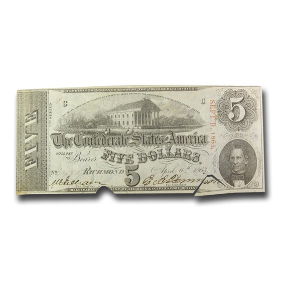 1863 $5.00 (T-60) Capitol @ Richmond, VA XF (Cancelled)
