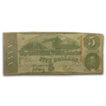 1863 $5.00 (T-60) State Capitol @ Richmond, VA VF