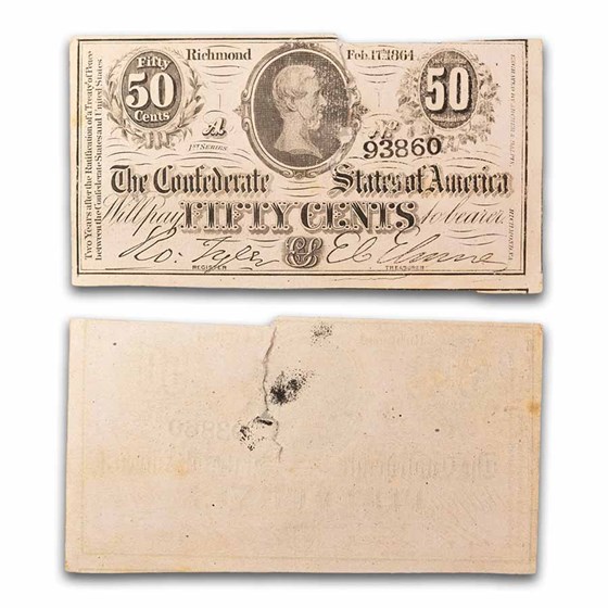 1863 50 Cents (T-63) Jefferson Davis Cull 1863 50 Cents (T-63) Jefferson Davis Cull