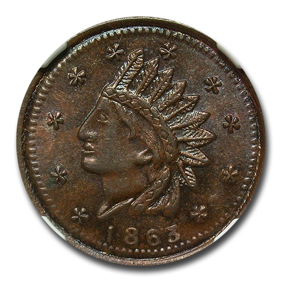 1863 Army & Navy Civil War Token MS-65 NGC (Brown, F-77/331a) 1863 Army & Navy Civil War Token MS-65 NGC (Brown, F-77/331a)
